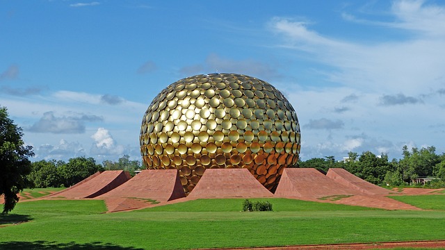 Panoramic view of Auroville, a unique experimental township in India.