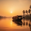 A serene backwater scene showcasing Kerala tourism beauty.