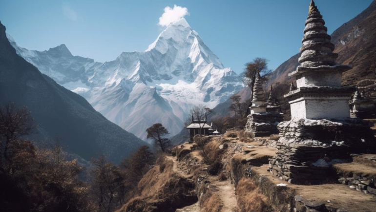 Guidebook cover featuring tourist spots around Mount Everest, an essential exploration companion