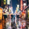 A bustling Tokyo street illuminated at night, showcasing the vibrant cityscape during a weekend getaway.