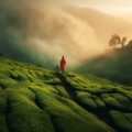 Panoramic view of lush green mountains and a serene valley, showcasing the beauty of India's Hill Stations.