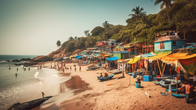 Sun-kissed shores of Goa's beaches, a breathtaking escape amidst nature's splendor.