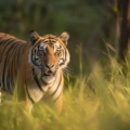 India Safari - A majestic Bengal Tiger rests in the lush foliage, showcasing the incredible wildlife diversity of India's jungles.