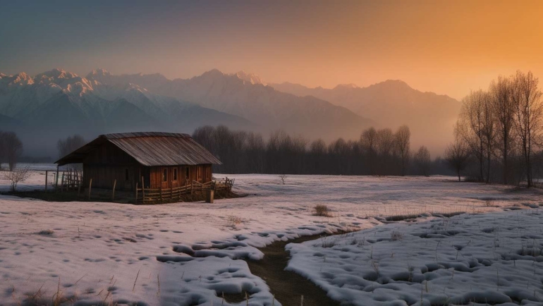 Snow-covered landscape in Jammu and Kashmir, showcasing the mesmerizing Winter Symphony