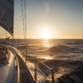 Yacht sailing through open seas, a perfect illustration of Marine Travel and Adventure.
