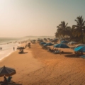 Idyllic Indian Beach Scene with Golden Sands, Azure Waters, and Palm Trees