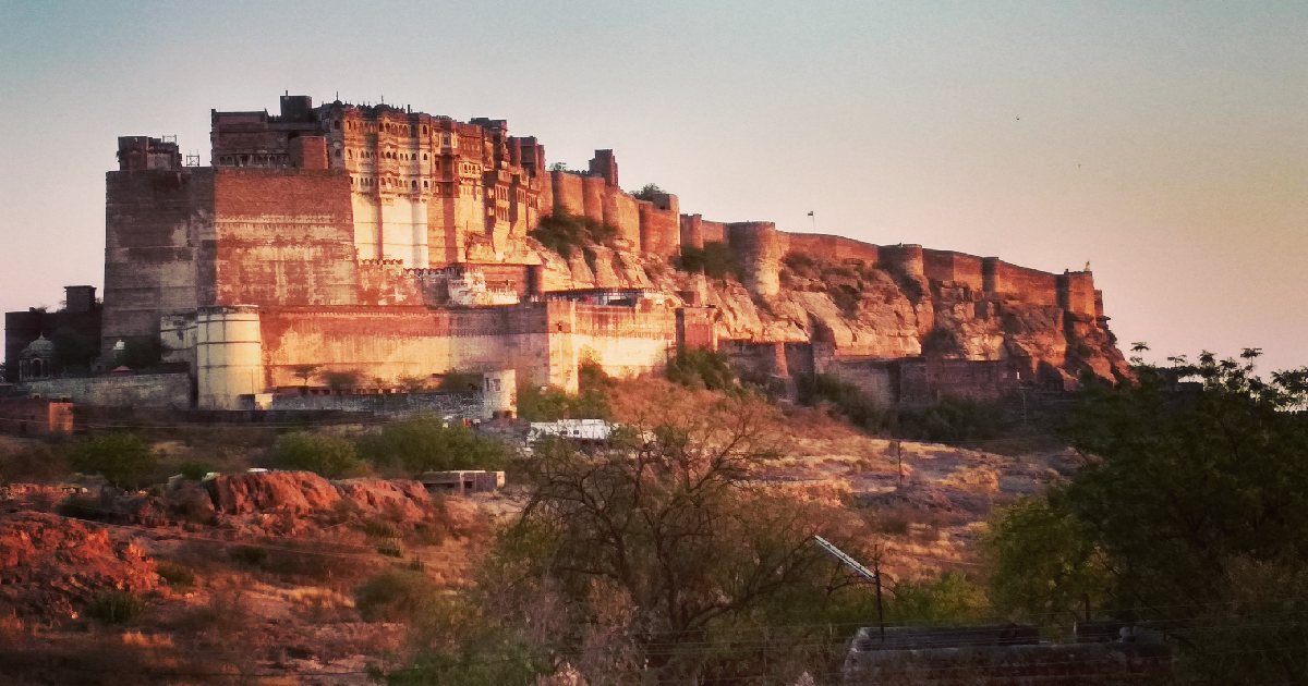 A view of Mehrangarh Fort, showcasing its grandeur and historical significance, symbolizing India's royal legacy in Rajasthan.