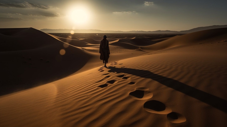 A mesmerizing panoramic view of the arid landscapes of India's desert, showcasing the unique beauty and diversity of the region.