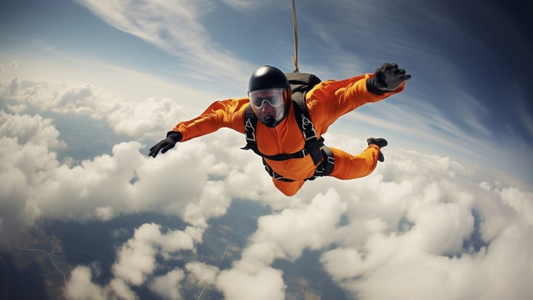 Thrilling tandem skydivers enjoy a freefall above the picturesque landscapes of Mysore