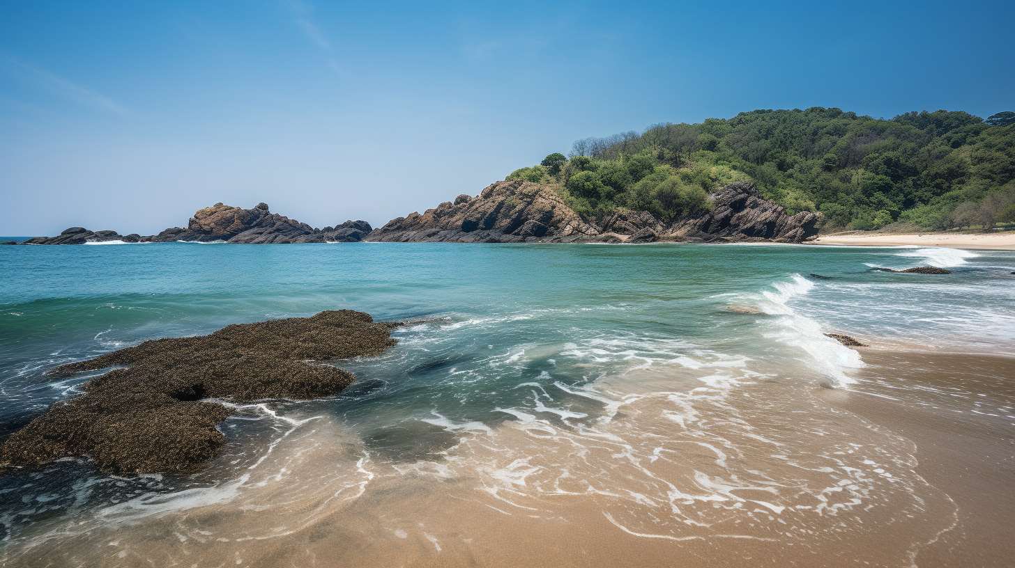 Image showing a serene beach in Gokarna, with crystal-clear waters and cultural landmarks in the background.