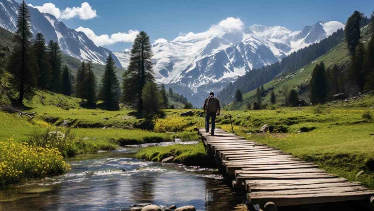 Sunset over Gurez Valley, showcasing majestic mountains and serene landscapes