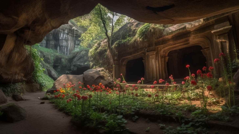 Stunning rock-cut sculptures inside Elephant Caves, a hidden wonder in India.