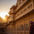 Aerial view of majestic forts and palaces in Rajasthan, India, showcasing timeless treasures.